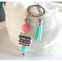 Sleutelhanger met kralen | mint, roze | teacher